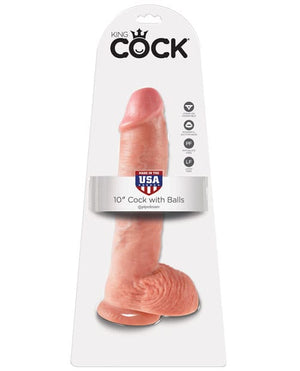 "King Cock 10"" Cock W/balls" Flesh Dongs & Dildos