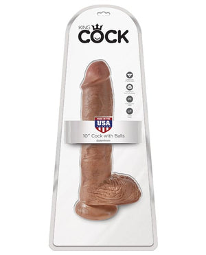 "King Cock 10"" Cock W/balls" Tan Dongs & Dildos