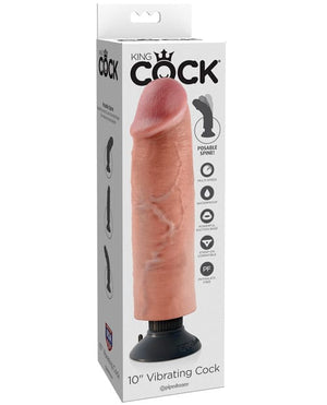 King Cock 10" Vibrating Cock - Flesh Dongs & Dildos