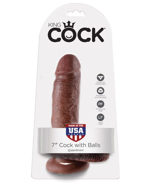 "King Cock 7"" Cock W/balls" Brown Dongs & Dildos