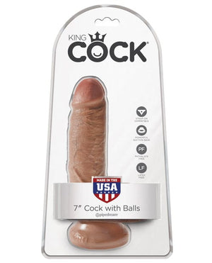 "King Cock 7"" Cock W/balls" Tan Dongs & Dildos