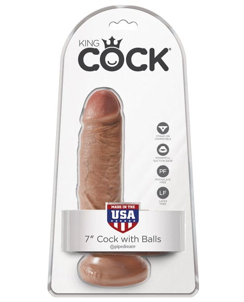 "King Cock 7"" Cock W/balls" Tan Dongs & Dildos