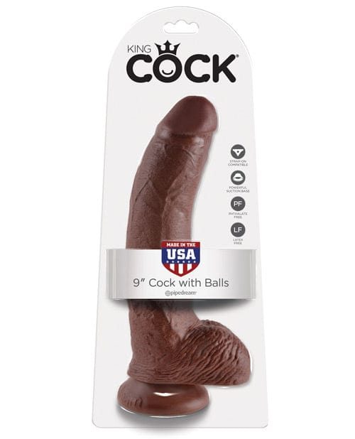 "King Cock 9"" Cock W/balls" Brown Dongs & Dildos