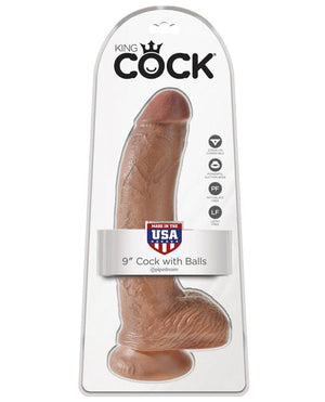 "King Cock 9"" Cock W/balls" Tan Dongs & Dildos