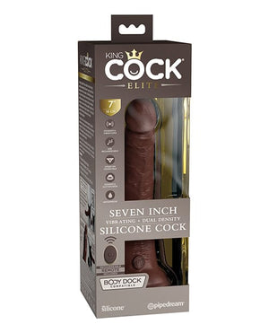 King Cock Elite 7" Dual Density Vibrating Silicone Cock W/remote Brown Vibrators