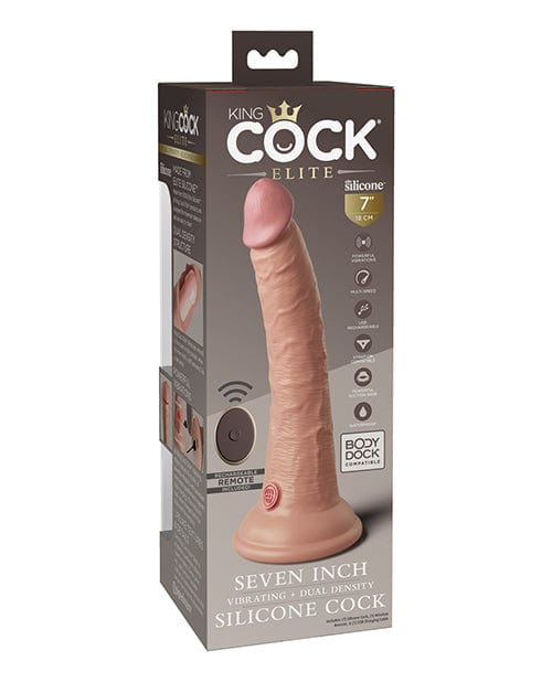 King Cock Elite 7" Dual Density Vibrating Silicone Cock W/remote Vibrators