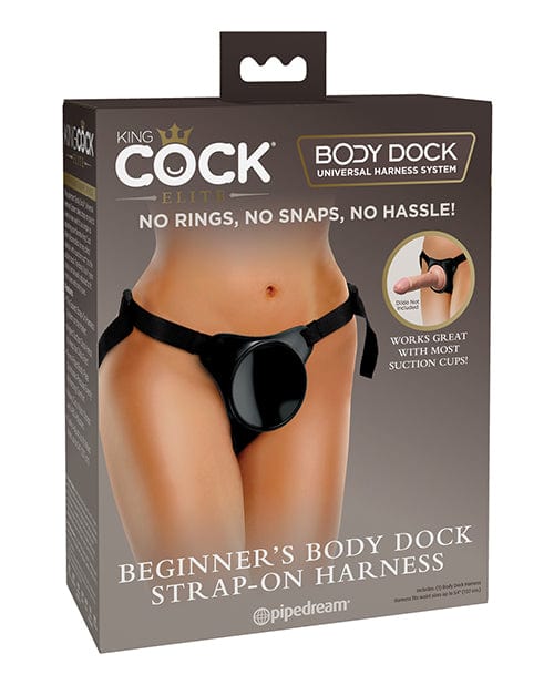 King Cock Elite Beginner's Body Dock Strap On Harness - Black Strap Ons