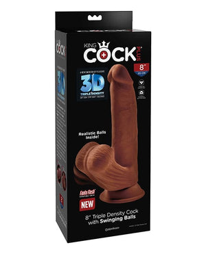 King Cock Plus 8" Triple Density Cock w/Swinging Balls - Brown Dongs & Dildos