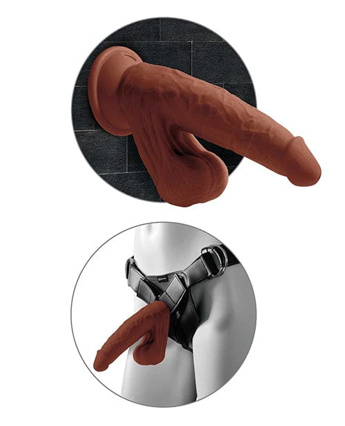 King Cock Plus 8" Triple Density Cock w/Swinging Balls - Brown Dongs & Dildos