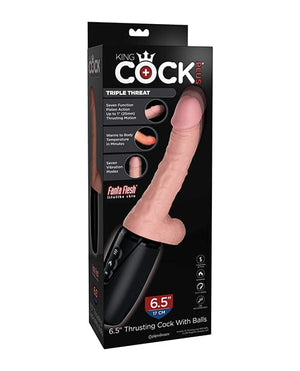 King Cock Plus Thrusting, Warming & Vibrating 6.5" Triple Threat Dong Vibrators