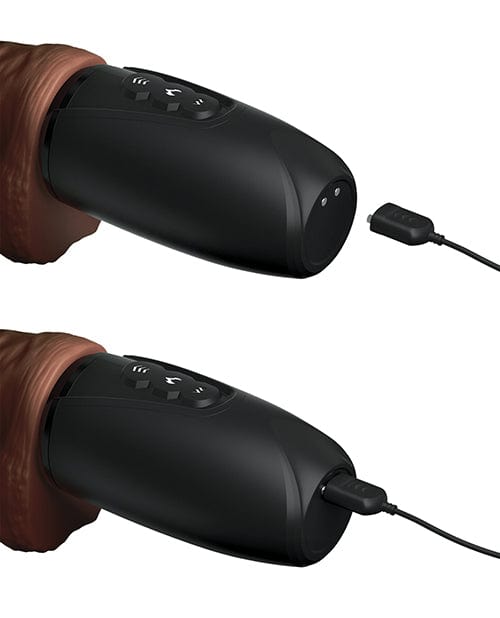 King Cock Plus Thrusting, Warming & Vibrating  7.5" Triple Threat Dong - Brown Vibrators