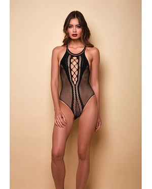 Lights Off Halter Neck Teddy Black O/S Lingerie