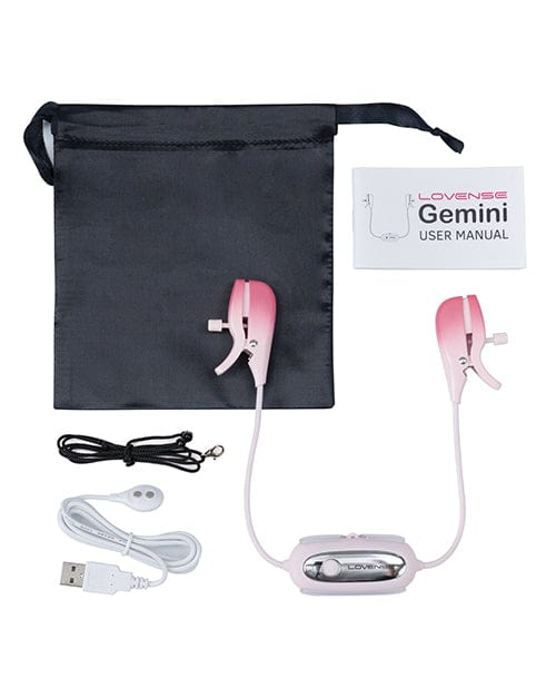 Lovense Gemini Vibrating Nipple Clamps - Pink Bondage Blindfolds & Restraints