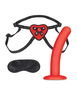 Lux Fetish 5" Dildo w/Red Heart Strap On Harness Set Strap Ons