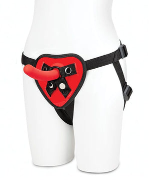 Lux Fetish 5" Dildo w/Red Heart Strap On Harness Set Strap Ons