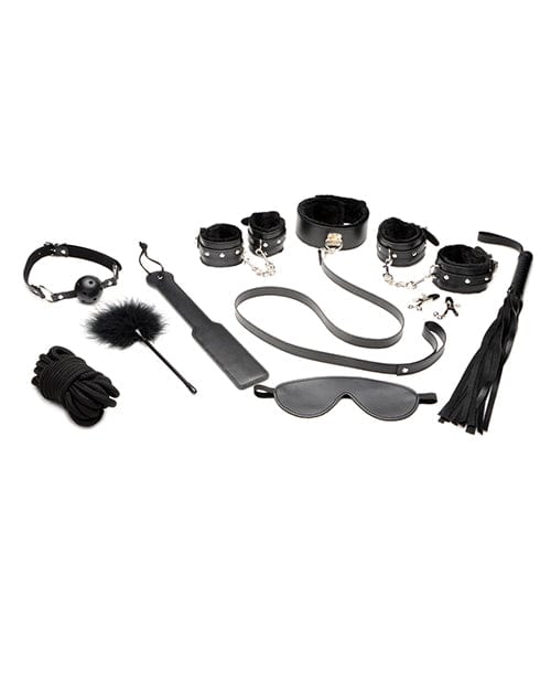 Master Series Hook Up 10 pc Plush Bondage Set - Black Bondage Blindfolds & Restraints