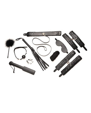 Master Series Hook Up 10 pc Plush Bondage Set - Black Bondage Blindfolds & Restraints