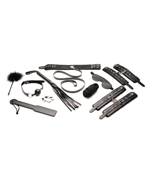 Master Series Hook Up 10 pc Plush Bondage Set - Black Bondage Blindfolds & Restraints