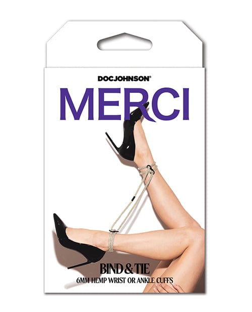 Merci Hogtie - Bind & Tie Wrist or Ankle Cuffs - 6 mm Hemp -Black Bondage Blindfolds & Restraints