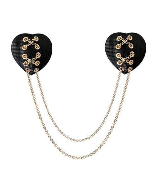 Neva Nude Two Heart Chained Pasties - Black O/S Lingerie