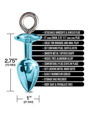 Nixie Metal Butt Plug W/inlaid Jewel & Fur Cuff Set Bondage Blindfolds & Restraints