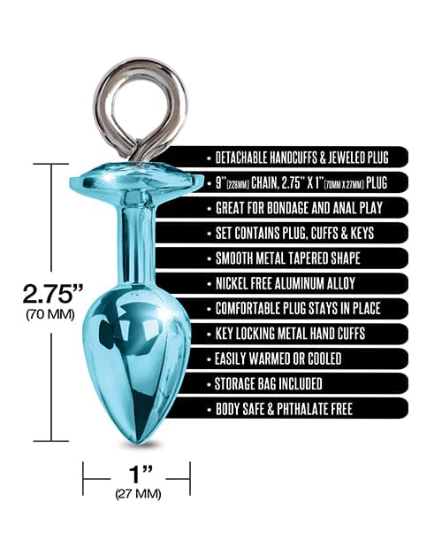 Nixie Metal Butt Plug W/inlaid Jewel & Fur Cuff Set Bondage Blindfolds & Restraints