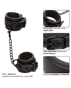 Nocturnal Collection Detachable Adjustable Wrist Cuffs - Black Bondage Blindfolds & Restraints