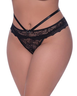 Ooh La Lace Peek-a-boo Cheeky Panty Black / Queen Lingerie - Plus/queen - Packaged