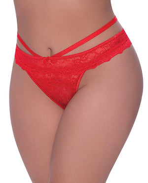 Ooh La Lace Peek-a-boo Cheeky Panty Red / Queen Lingerie - Plus/queen - Packaged