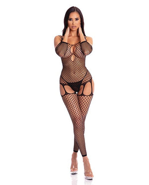 Pink Lipstick In My Head Net Bodystocking Black / One Size/ Small Lingerie