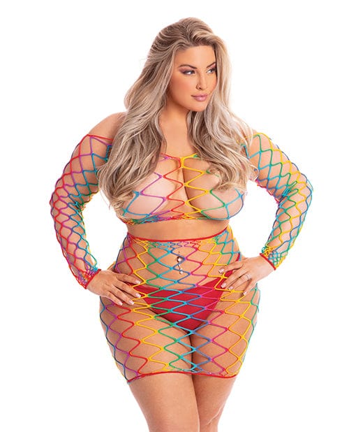 Pink Lipstick Pot Of Gold Skirt Set Rainbow Queen Lingerie - Plus/queen - Packaged