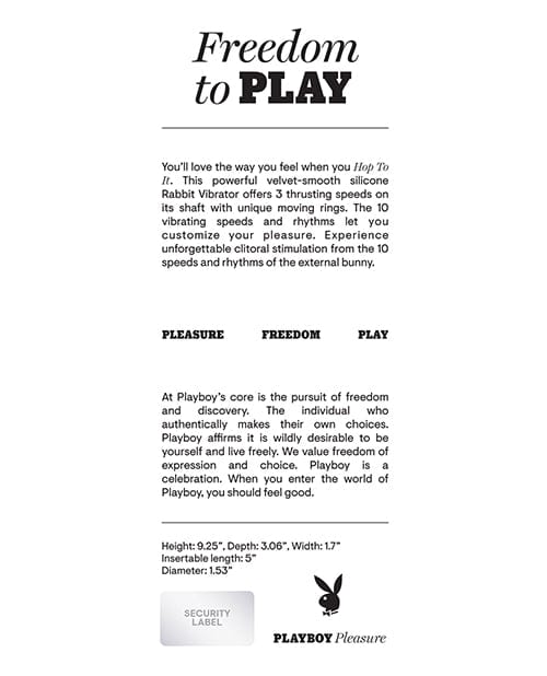 Playboy Pleasure Hop To It Rabbit Vibrator - Acai Vibrators