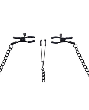 Saffron Chain Nipple to Clit Set - Black Bondage Blindfolds & Restraints