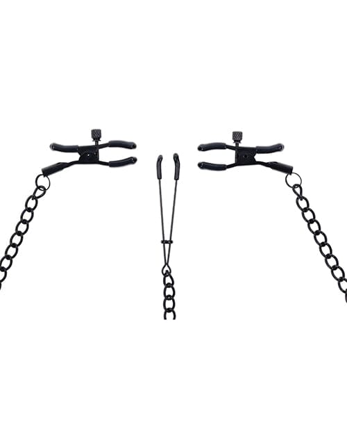 Saffron Chain Nipple to Clit Set - Black Bondage Blindfolds & Restraints