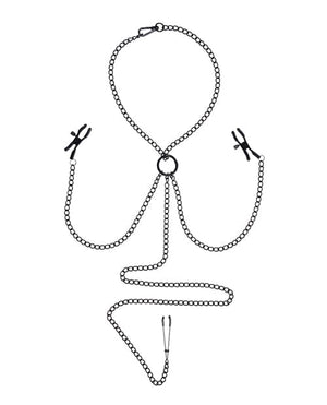 Saffron Chain Nipple to Clit Set - Black Bondage Blindfolds & Restraints