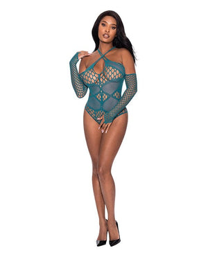 Seamless Long Sleeve Teddy Turquoise / One Size Lingerie