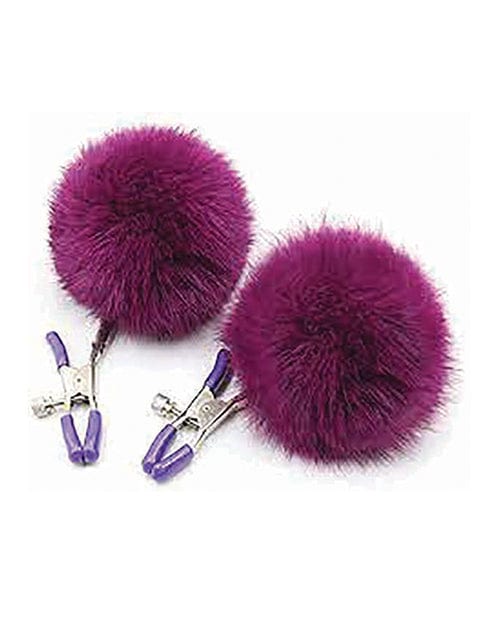Sexy AF Nipple Clamps - Purple Puff Ball Bondage Blindfolds & Restraints