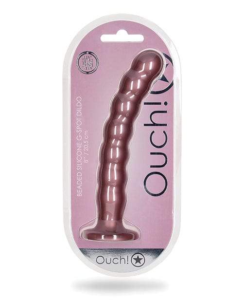Shots Ouch 8" Beaded G-spot Dildo Rose Gold Dongs & Dildos