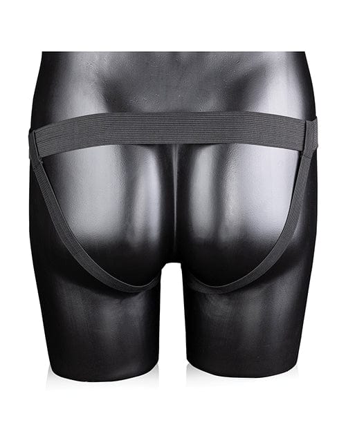 Shots Ouch 8" Ribbed Hollow Strap On W/balls Black Strap Ons
