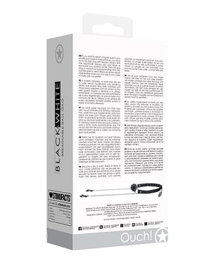 Shots Ouch Black & White Breathable Ball Gag w/Nipple Clamps - Black Bondage Blindfolds & Restraints