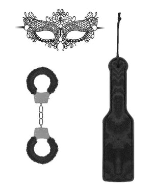 Shots Ouch Black & White Introductory Bondage Kit #3 - Black Bondage Blindfolds & Restraints