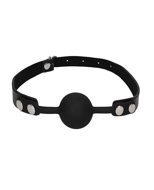 Shots Ouch Black & White Silicone Ball Gag - Black Bondage Blindfolds & Restraints