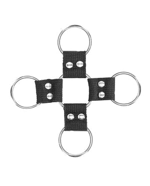 Shots Ouch Black & White Velcro Hogtie w/Hand & Ankle Cuffs - Black Bondage Blindfolds & Restraints