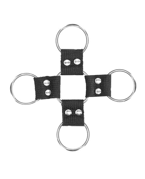 Shots Ouch Black & White Velcro Hogtie w/Hand & Ankle Cuffs - Black Bondage Blindfolds & Restraints