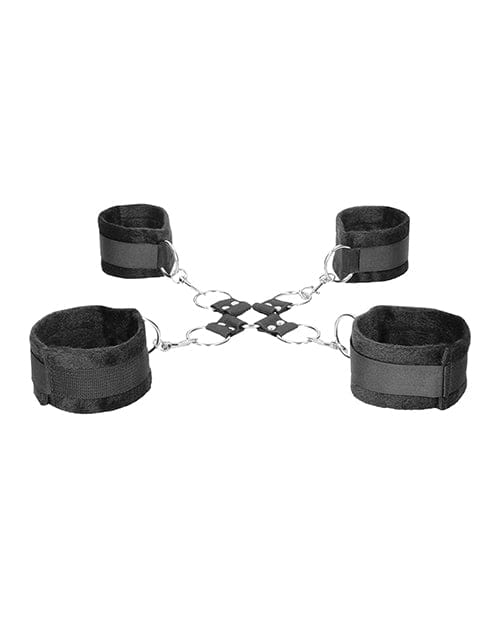 Shots Ouch Black & White Velcro Hogtie w/Hand & Ankle Cuffs - Black Bondage Blindfolds & Restraints