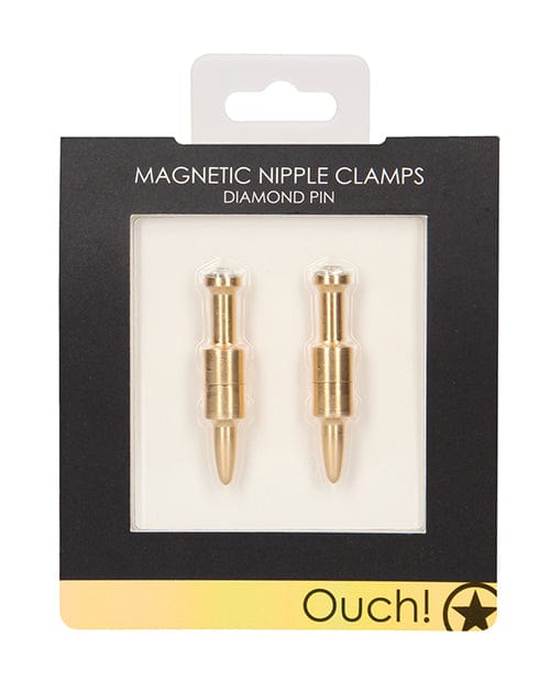 Shots Ouch Diamond Pin Magnetic Nipple Clamps Gold Bondage Blindfolds & Restraints