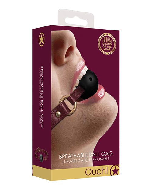 Shots Ouch Halo Breathable Ball Gag Burgundy Bondage Blindfolds & Restraints