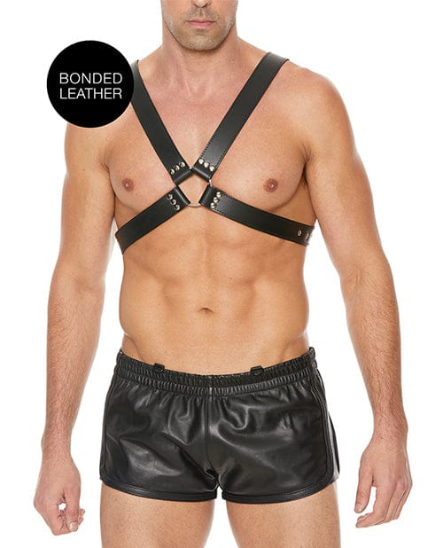 Shots Ouch Men's Large Buckle Harness - Black Bondage Blindfolds & Restraints