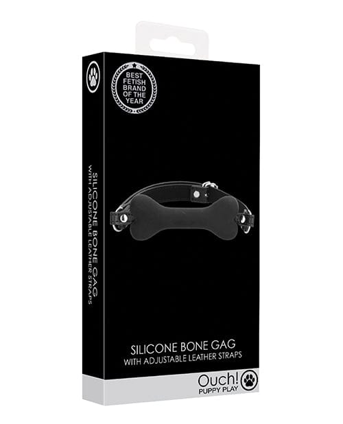 Shots Ouch Puppy Play Silicone Bone Gag - Black Bondage Blindfolds & Restraints