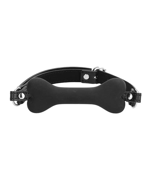 Shots Ouch Puppy Play Silicone Bone Gag - Black Bondage Blindfolds & Restraints